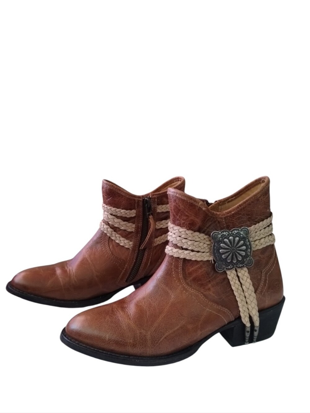 Ariat Women's 7.5 Circuit Sage Western Booties Distressed Leather Cowgirl